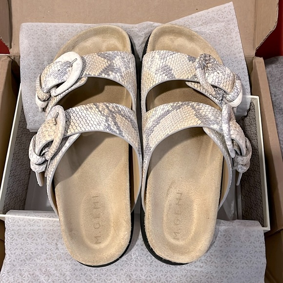 Worn Once M.GEMI SOLD OUT Matilde Slide Sandal Snake Print Sandstone sz 40 - Picture 2 of 6